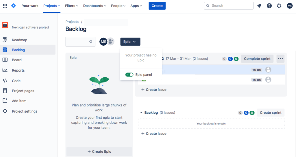 Activation of User Story and Epic in Jira